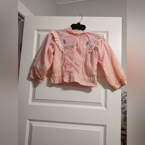 Pink Kids Jacket with Ruffle Details